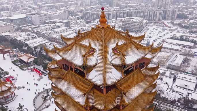 大雪下的武汉黄鹤楼