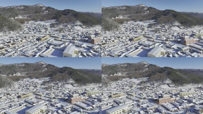 原创冬季横道河子铁轨空景雪景航拍