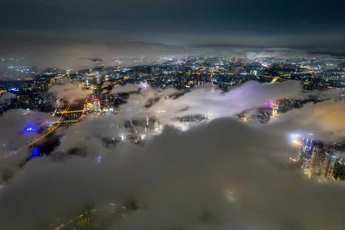 城市夜空云雾延时01