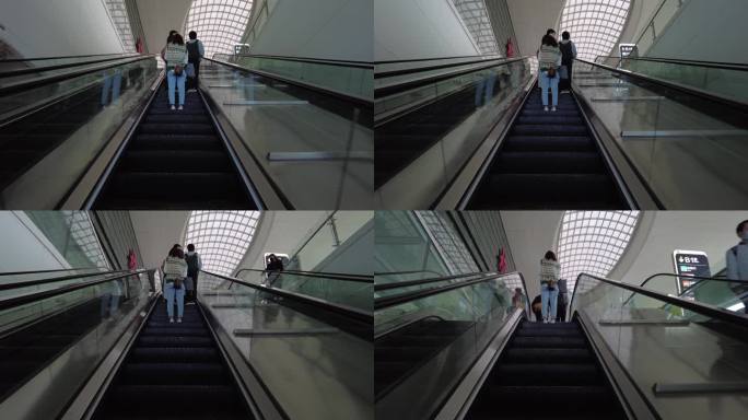 杭州火车东站进站口乘坐电梯运镜镜头