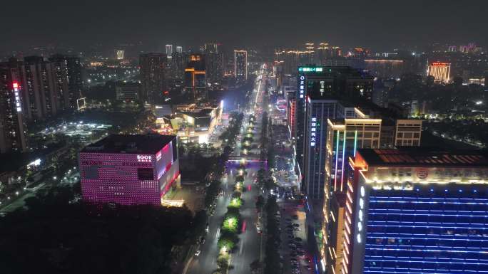 航拍深圳沙井夜景延时