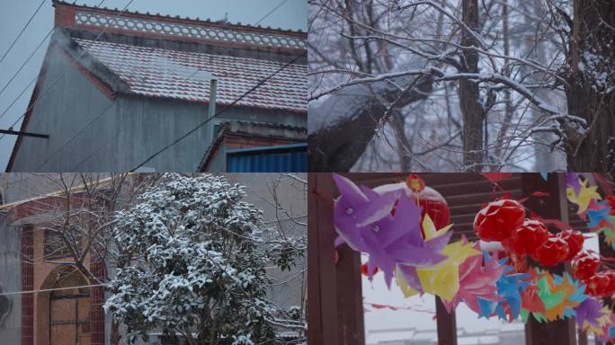 8k乡村下雪 扫雪 下雪天瑞雪兆丰年