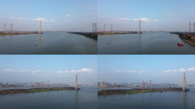 湖南长沙，香炉洲过江大桥，工程全景