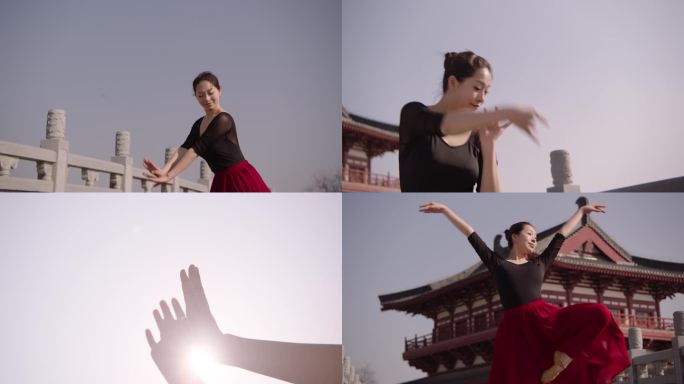 阿莱中国风舞蹈美女古建桥上唯美跳舞