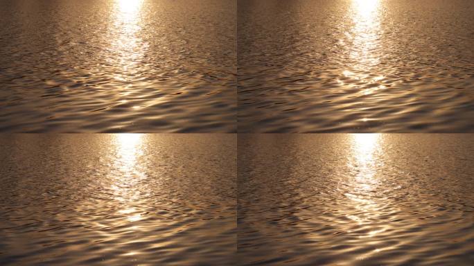 夕阳黄金色水面水波纹4k原始素材