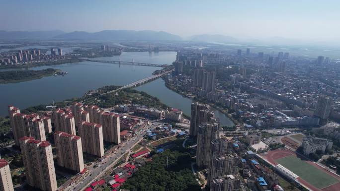 湖北省黄石市阳新县航拍城市空景