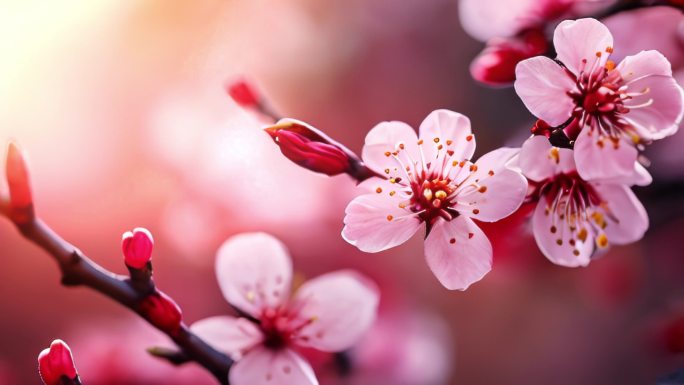 粉色花朵樱花梅花桃花树上枝头梦幻唯美合集