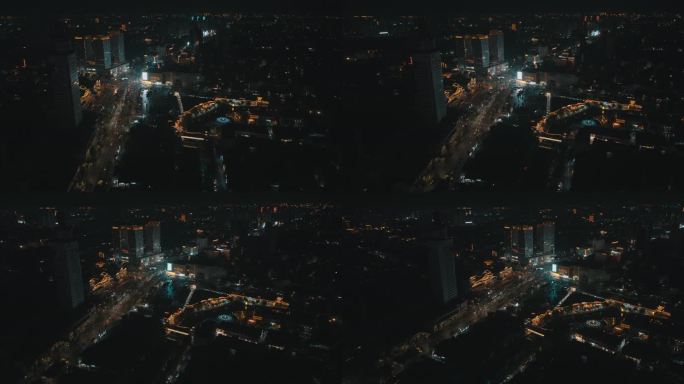 航拍 济宁 城市 运河城 夜景