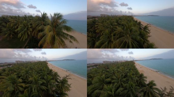 穿越机航拍4K海南三亚大海沙滩海边风景