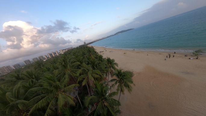 穿越机航拍4K海南三亚大海沙滩海边风景