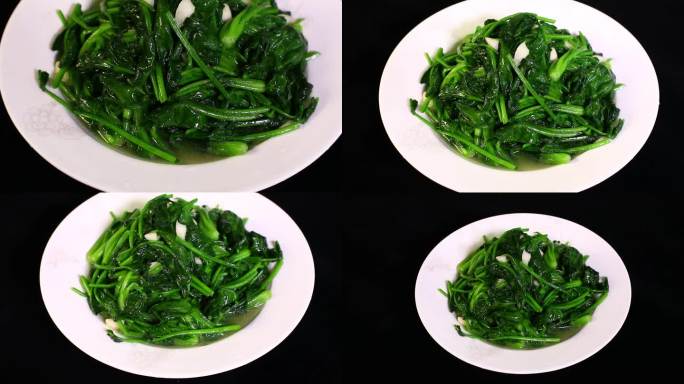 蔬菜 菠菜 炒菠菜 白盘里的炒菜