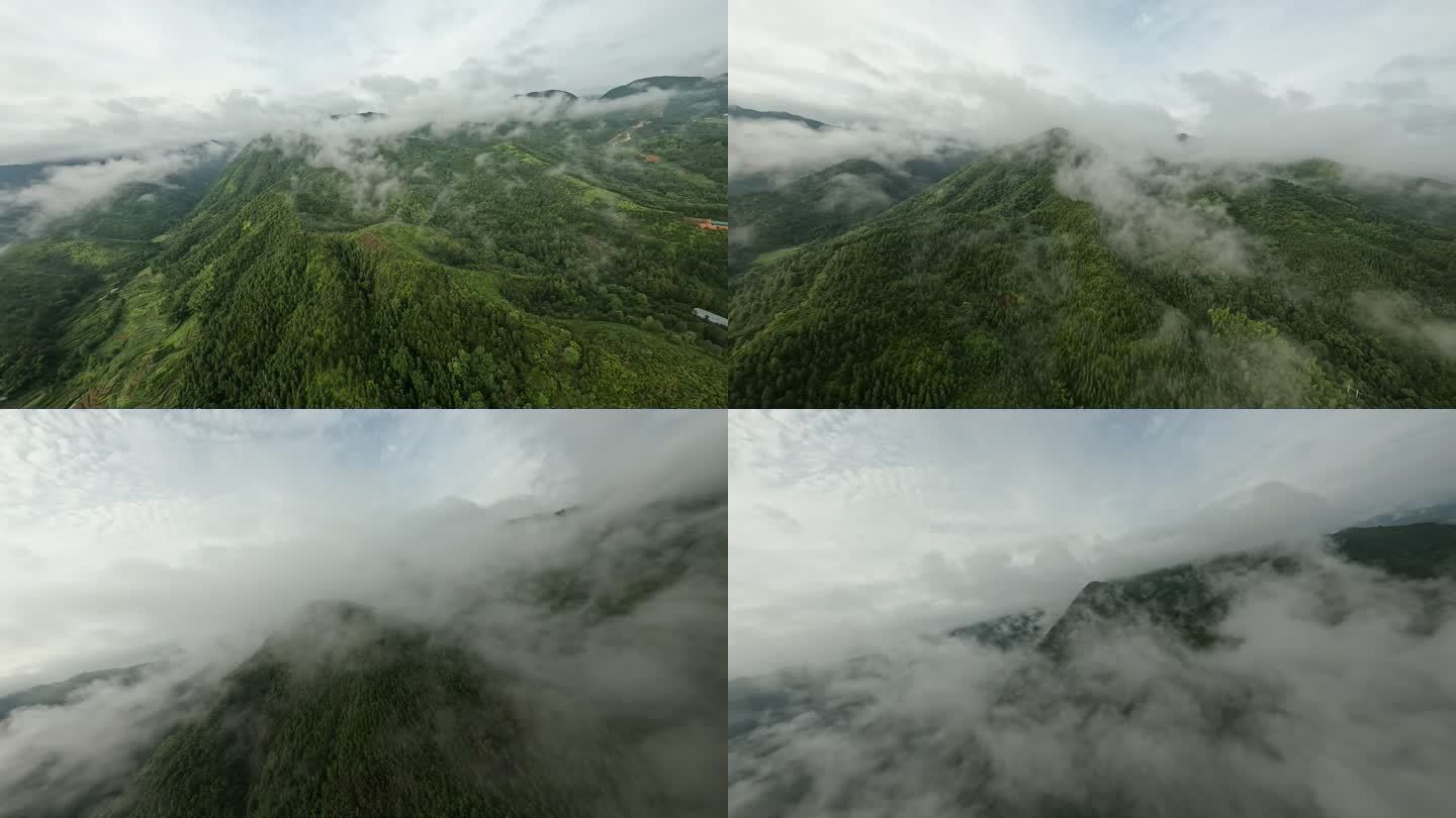 4K FPV穿越机户外大山云海穿云素材