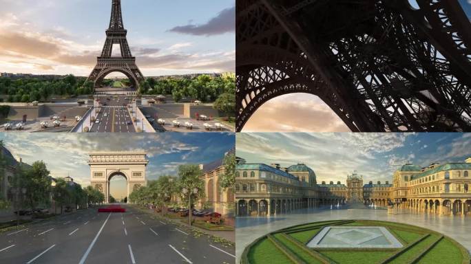 法国巴黎地标建筑渲染视屏