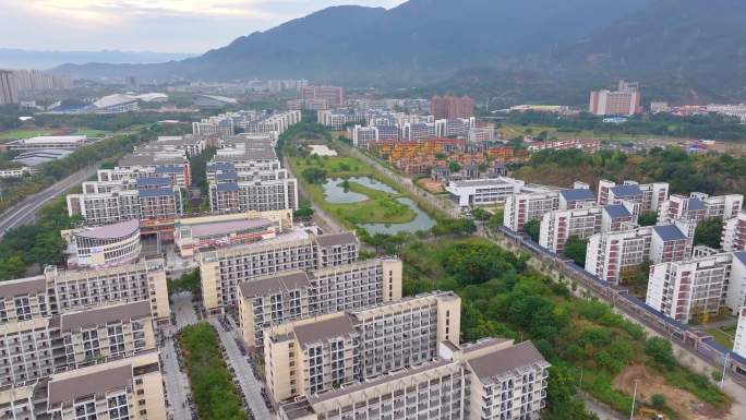 福州闽侯县大学城福州大学旗山校区航拍校园