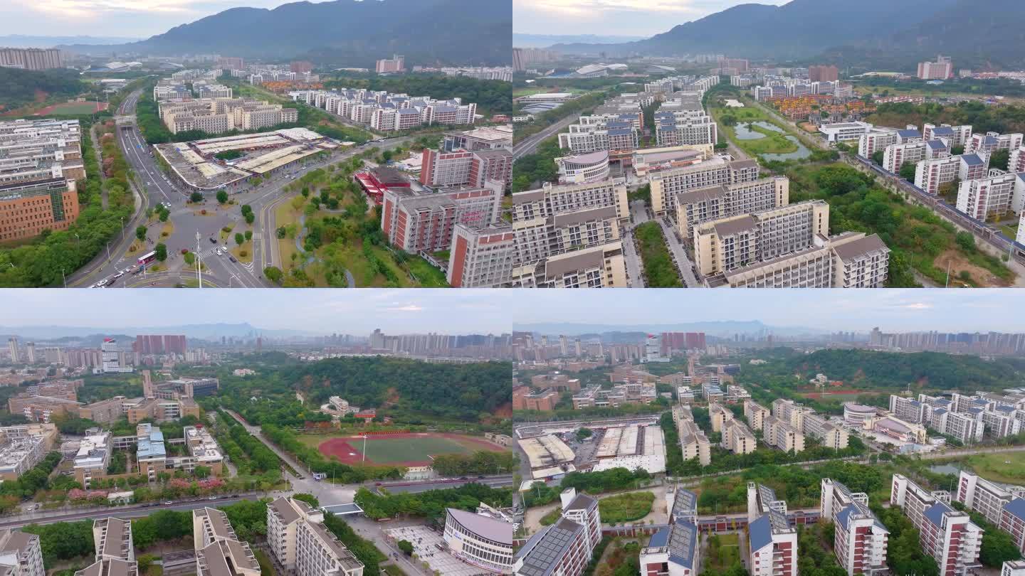 福州闽侯县大学城福州大学旗山校区航拍校园