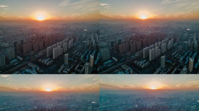 郑州夜景城市航拍延时摄影车流