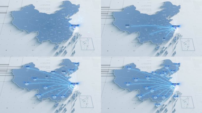 中国地图辐射全国城市