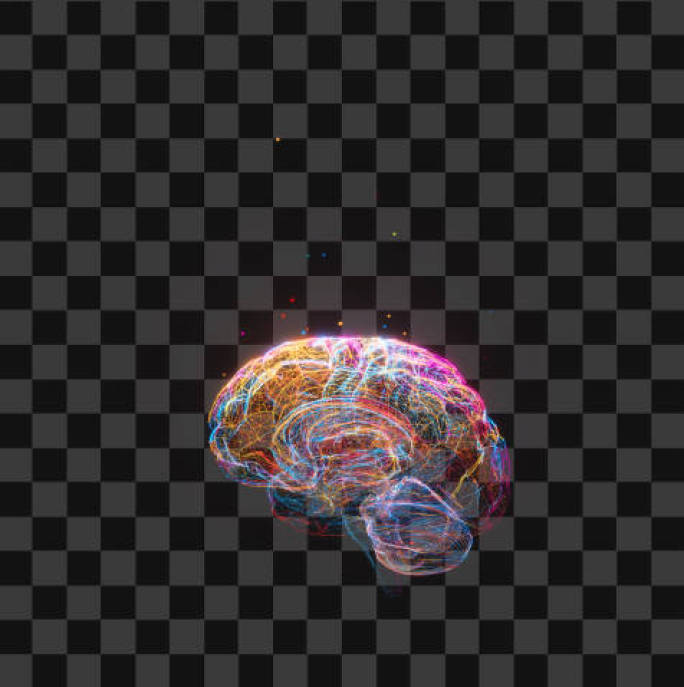 高清全息大脑 旋转循环动画10（带通道）