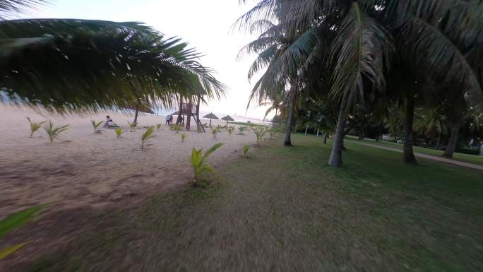 穿越机航拍4K海南三亚大海沙滩海边风景