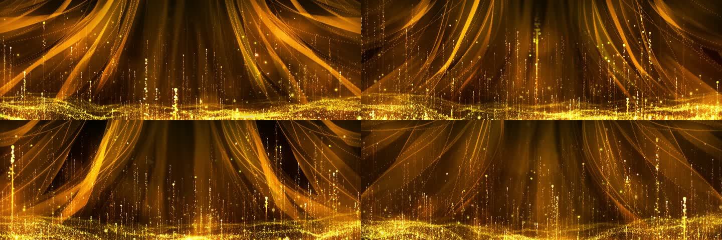 【4K】金色粒子绸子背景