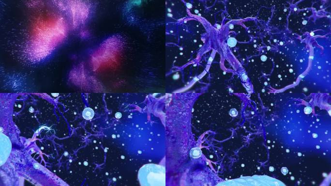 宇宙星空变化成脑细胞神经元