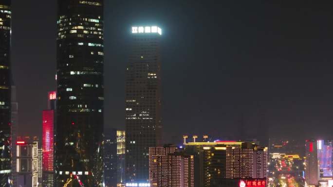 江西南昌红谷滩区夜晚夜景航拍高楼大厦摩天