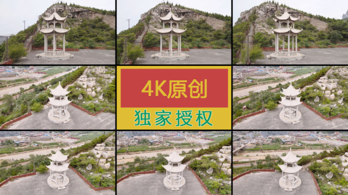 4K航拍阴天古建筑古亭