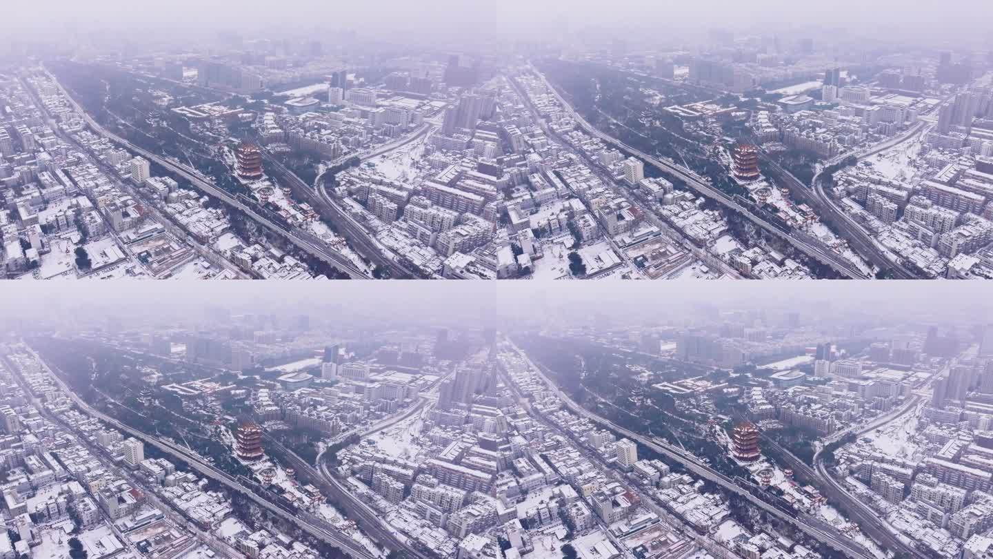 大雪下的武汉黄鹤楼