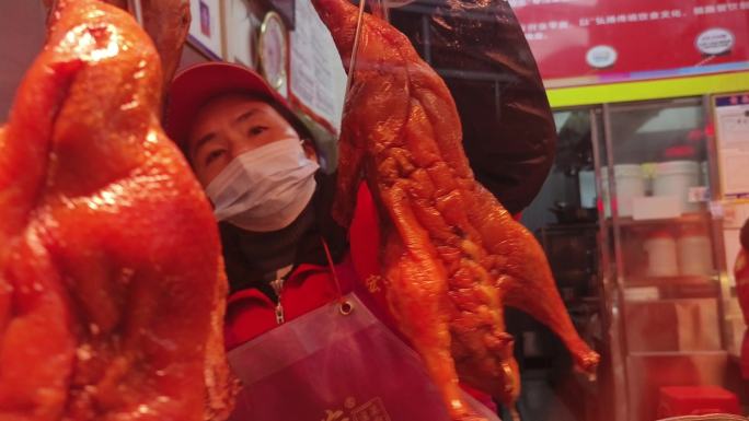 熟食店菜市场商贩烟火街头市井超市烧鸭熟食