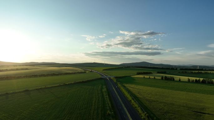 田野道路夏日风景