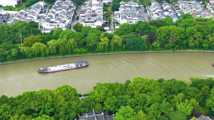 江苏苏州市姑苏区寒山寺风景风光航拍江南水