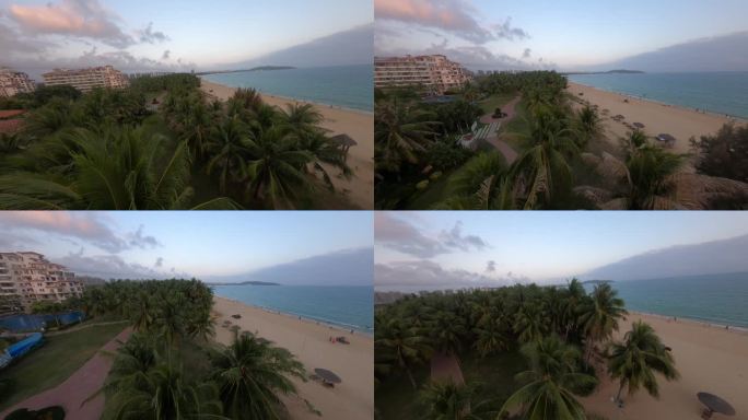 穿越机航拍4K海南三亚大海沙滩海边风景