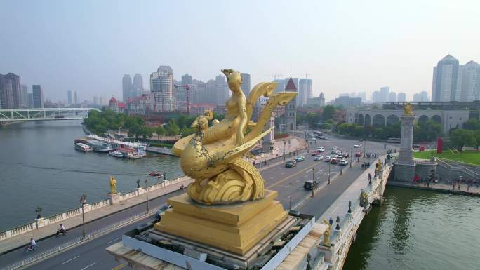 天津海河北安桥大场景航拍