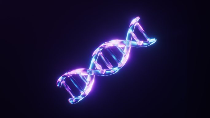 生物DNA与霓虹灯光效果循环动画3D渲染