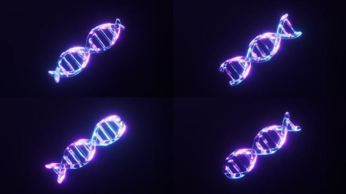 生物DNA与霓虹灯光效果循环动画3D渲染