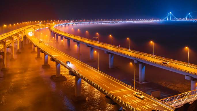 夜景车轨平流雾