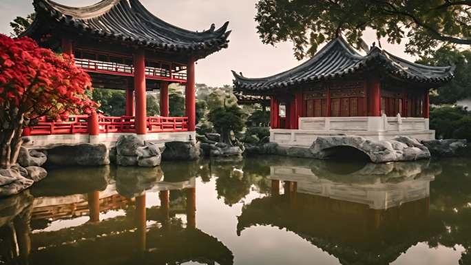 中国式园林古建筑中式庭院苏州园林江南园林