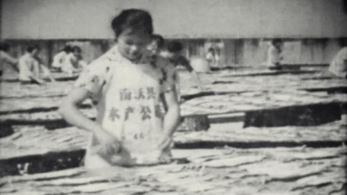 广东南海渔民 织网捕鱼 60年代