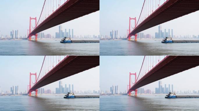 武汉长江大桥结构严谨云蒸霞蔚从风而服