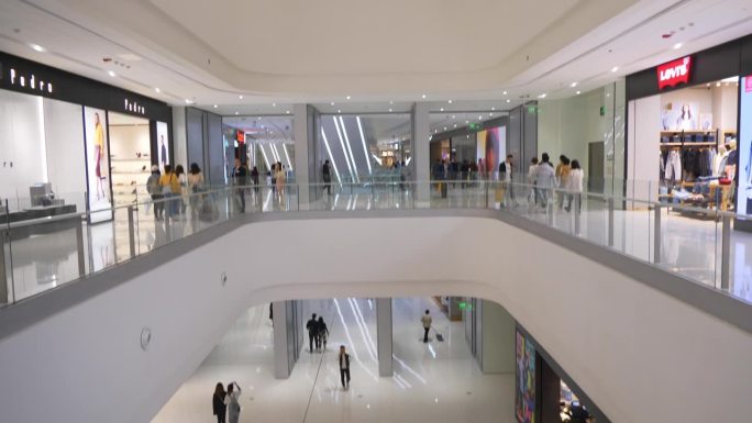 长沙市市中心著名商场自动扶梯慢动作全景4k中国