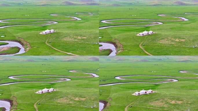 呼伦贝尔 草原 蒙古包 河流
