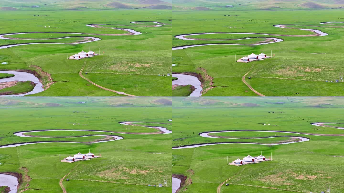 呼伦贝尔 草原 蒙古包 河流
