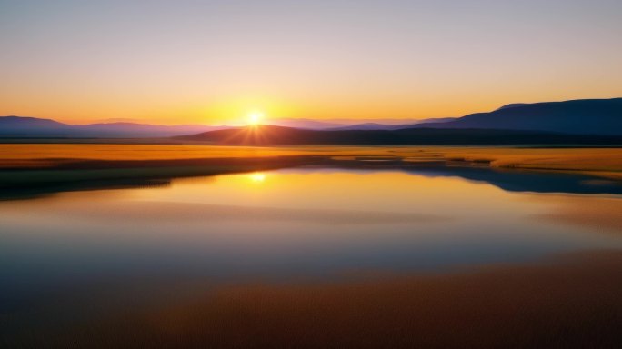 河边的夕阳落日