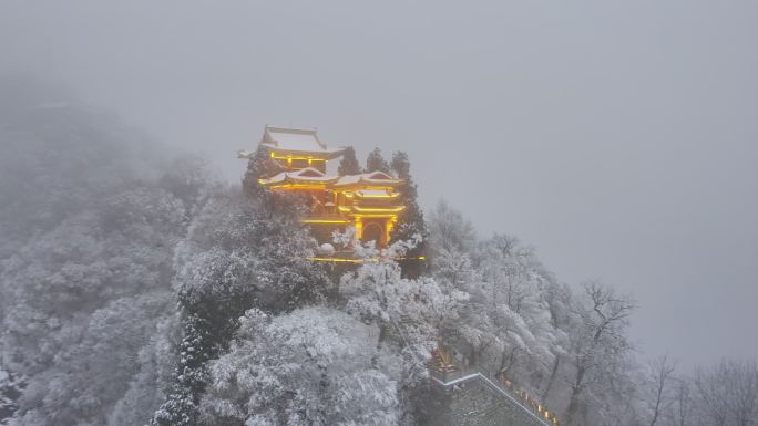 秦岭南五台灵应台冬季雪景雪松航拍11