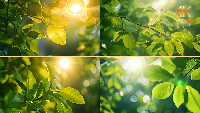 阳光下的树叶空镜 唯美优雅自然环境素材