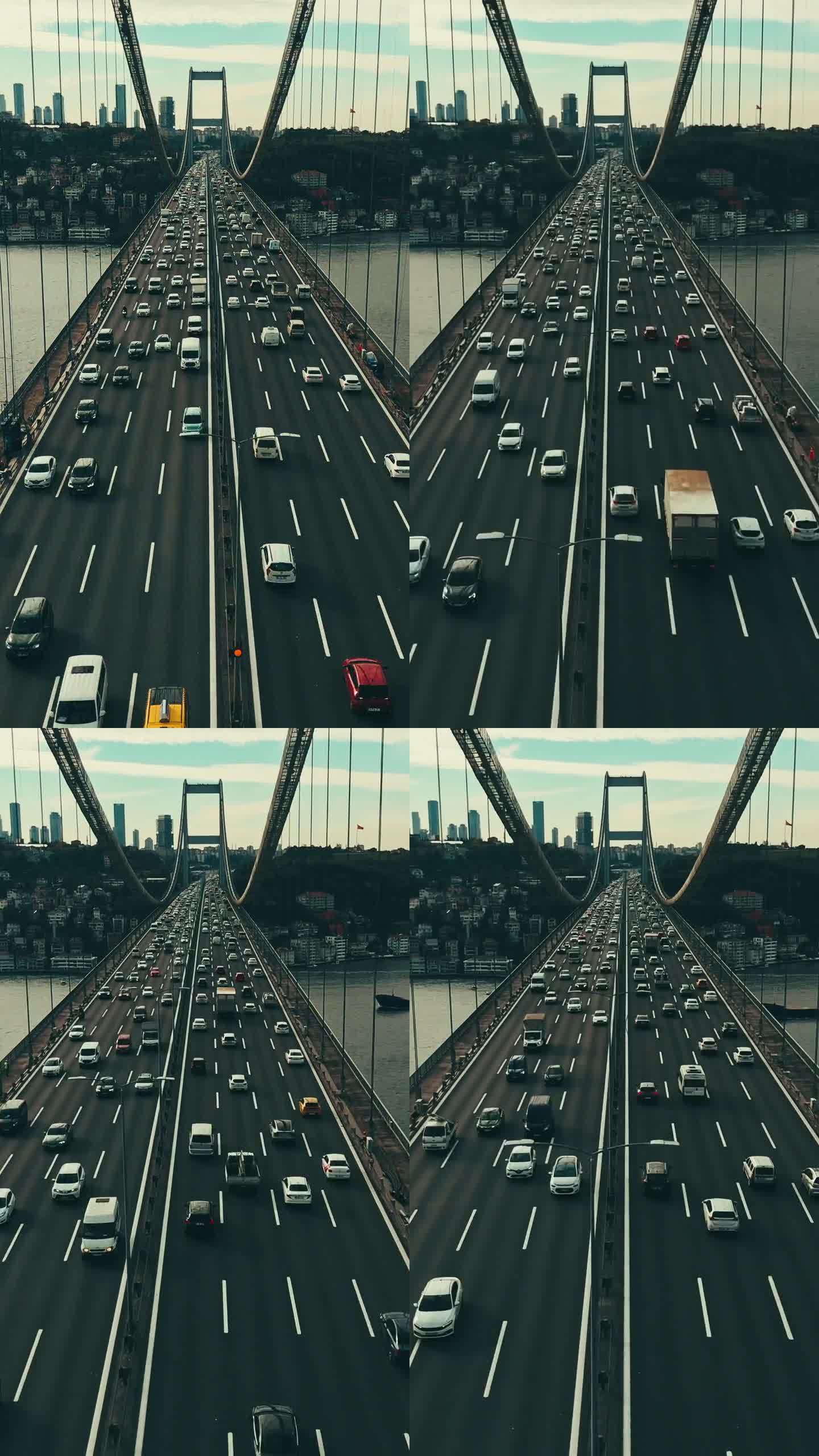 空中高峰交响:博斯普鲁斯大桥上快速移动的交通