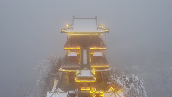 秦岭南五台灵应台冬季雪景雪松航拍19