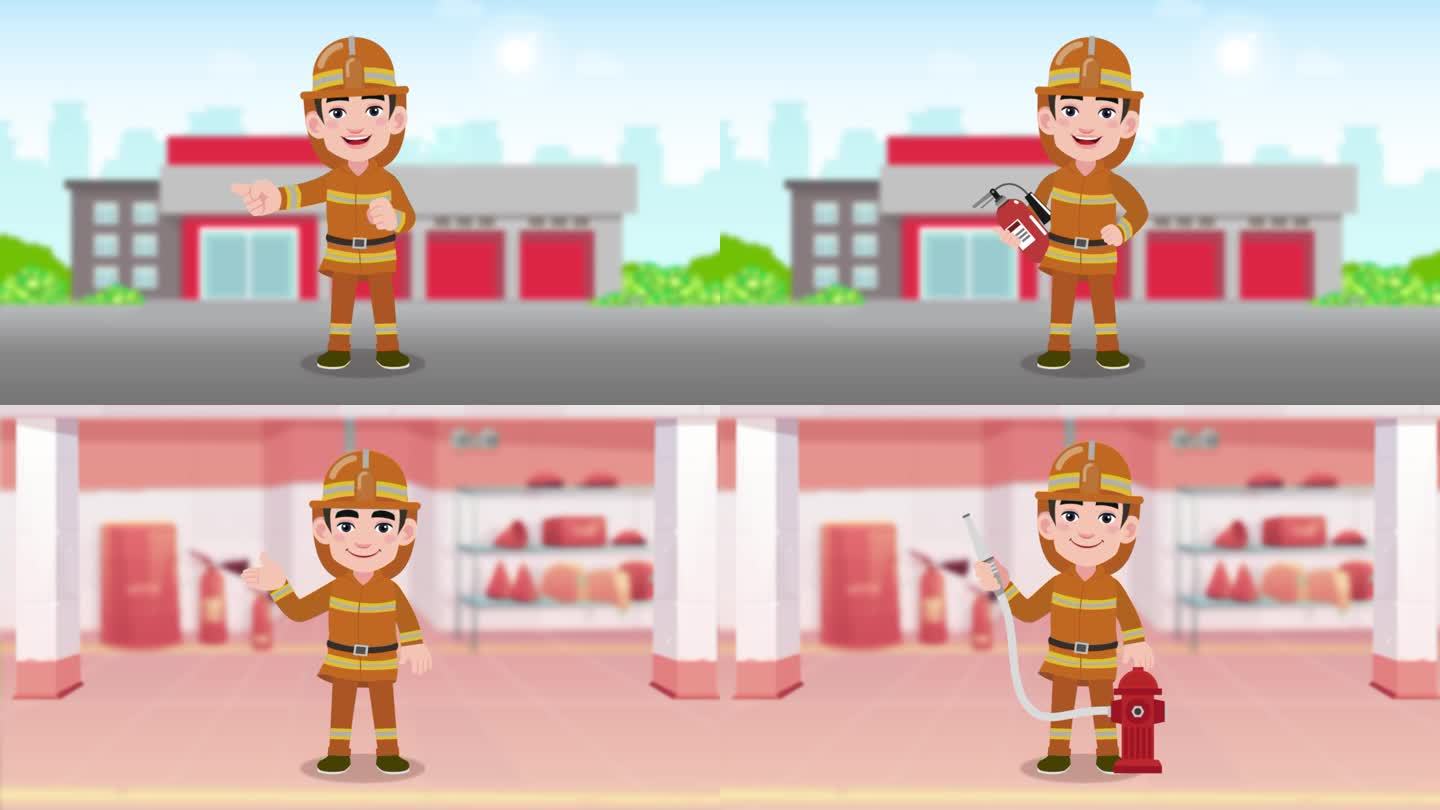 mg动画消防员角色人物讲解动作