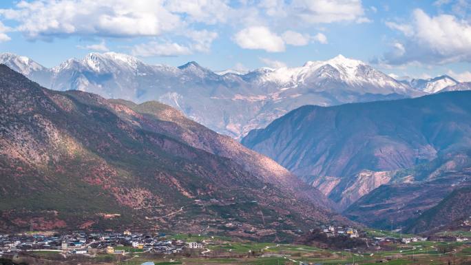 香格里拉哈巴雪山村庄延时