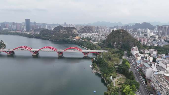 广西柳州市城市全景4k航拍